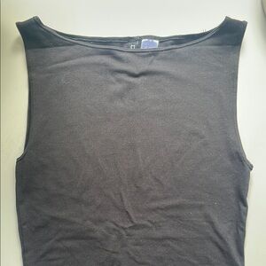 Black Sleeveless Boatneck Top